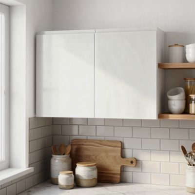 Meuble haut de cuisine avec 2 portes GoodHome Garcinia blanc brillant L. 100 x H. 72 cm