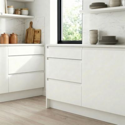 Meuble bas de cuisine avec 1 tiroir et 2 casseroliers GoodHome Garcinia blanc brillant L. 60 x H. 72 cm
