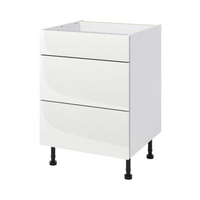 Meuble bas de cuisine avec 1 tiroir et 2 casseroliers GoodHome Stevia blanc brillant L. 60 x H. 72 cm