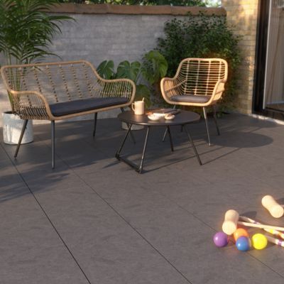 Dalle de terrasse composite aspect pierre anthracite Angara Klikstrom 40 x 40 cm