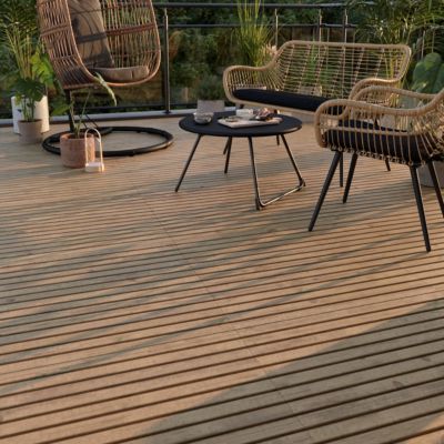 Dalle Mahoe Klikstrom en pin marron L.80 x l.80 cm