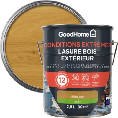 Lasure bois extérieur conditions extrêmes GoodHome chêne clair 2,5L