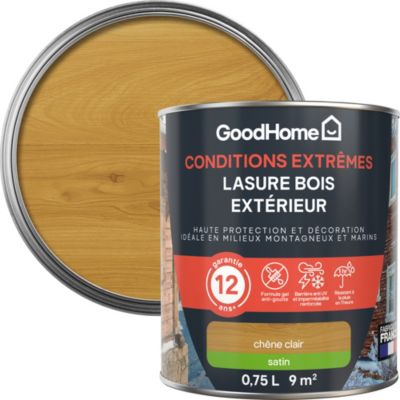 Lasure bois extérieur conditions extrêmes GoodHome chêne clair 750ml