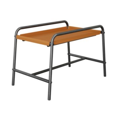 Tablette Petalii GoodHome acier mat noir et cuir L.56.6 x l.35 x H.37.5cm