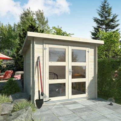 Abri de jardin Klikstrom Mokau bois naturel toiture monopente ép.19 mm surface totale 6m²