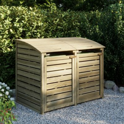 Range-Poubelles double en bois traité autoclave Klikstrom Losino