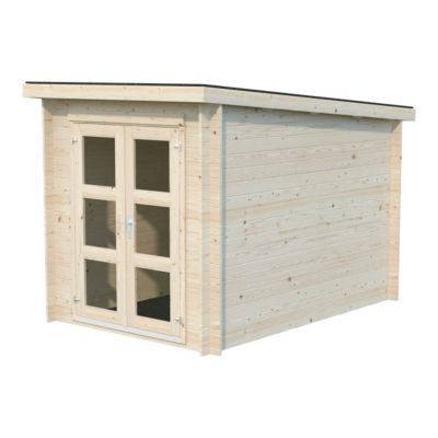 Abri de jardin Klikstrom Belaïa naturel ép.28 mm toiture monopente surface totale 6.72m²
