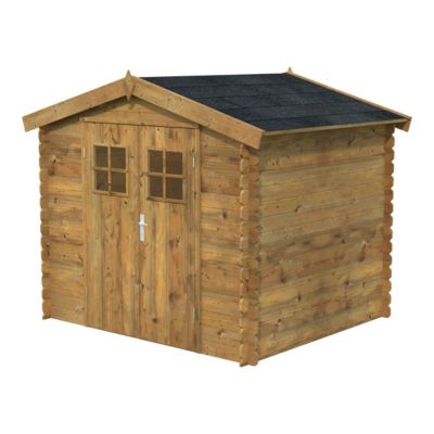 Abri de jardin Klikstrom Mokau bois traité autoclave marron ép.19 mm surface totale 5,3m²