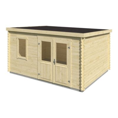 Abri de jardin Klikstrom Linda bois naturel ép.34 mm surface totale 12.2m²