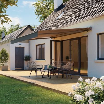 Store banne motorisé avec semi coffre gris 4x3 m Jagua Klikstrom