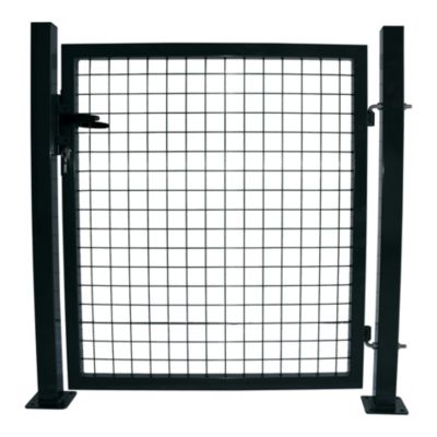 Portillon pour clôture grillagée à poteaux carrés sur platine anthracite L.100XH.100 cm
