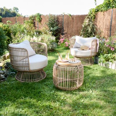 Salon bas de jardin en rotin Goodhome PALM 2 personnes