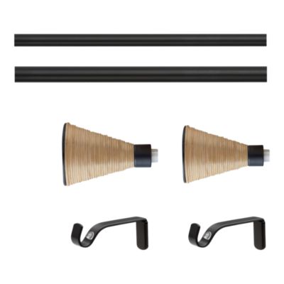 Kit de tringles à rideaux simple extensible GoodHome Araxos Ø 19mm L.120/210 cm acier mat noir