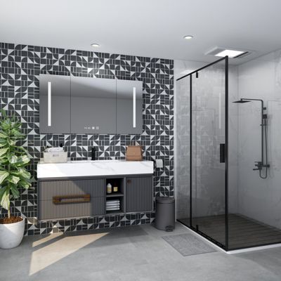 Mosaïque Urda noir et blanc 30 x 30 cm GoodHome