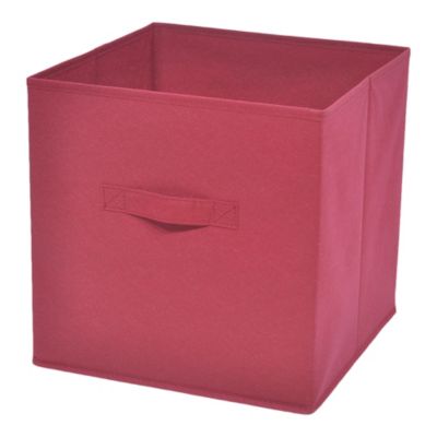 Boîte de rangement carrée en textile Mixxit coloris rouge