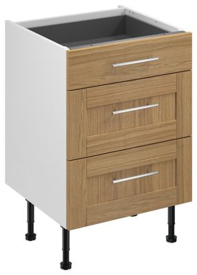 Meuble bas de cuisine avec 1 tiroir et 2 casseroliers GoodHome Verbena chêne massif L. 60 x H. 72 cm - Goodhome