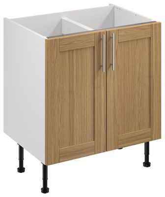 Meuble bas de cuisine avec 2 portes GoodHome Verbena chêne massif L. 80 x H. 72 cm - Goodhome