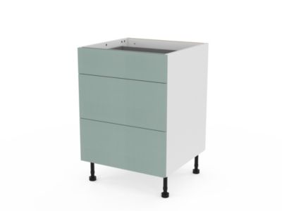 Meuble bas de cuisine avec 1 tiroir et 2 casseroliers GoodHome Stevia vert L. 60 x H. 72 cm - Goodhome