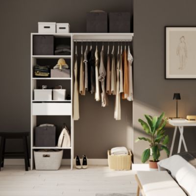 Kit dressing 1 colonne réversible avec tiroir coloris blanc Nyssa H. 200 x L. 150 x P. 45 cm - Goodhome