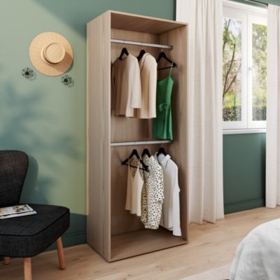 Dressing effet chêne double penderie GoodHome Atomia H. 187,5 x L. 75 x P. 45 cm - Goodhome