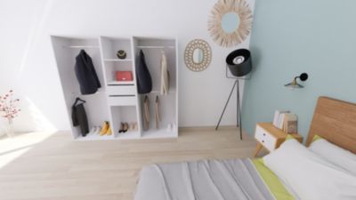 Dressing blanc 4 penderies et 2 tiroirs GoodHome Atomia H. 187,5 x L. 200 x P. 45 cm - Goodhome