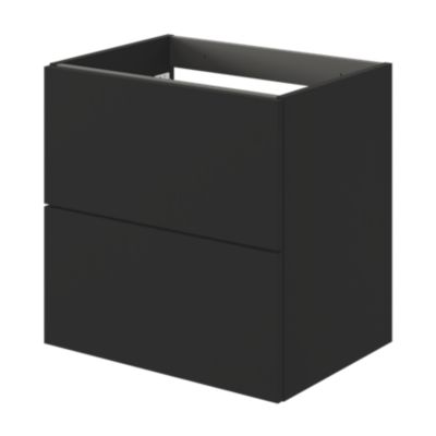 Meuble sous vasque 2 tiroirs sans poignées l.60 x H.60 x P.45 cm noir mat Kentia