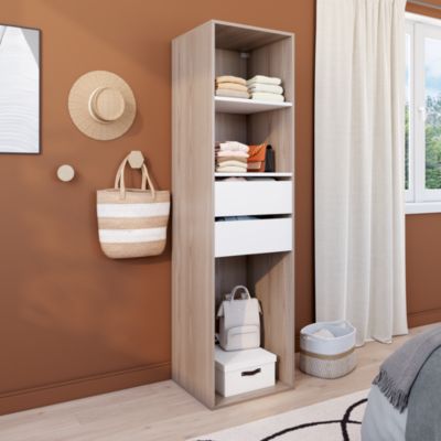 Dressing bicolore 2 tiroirs GoodHome Atomia H. 187,5 x L. 50 x P. 45 cm - Goodhome