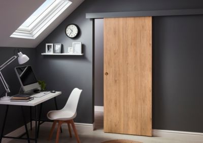 Ensemble porte coulissante Exmoor MDF et épicéa H.204 x l.83 cm et système à galandage Dream