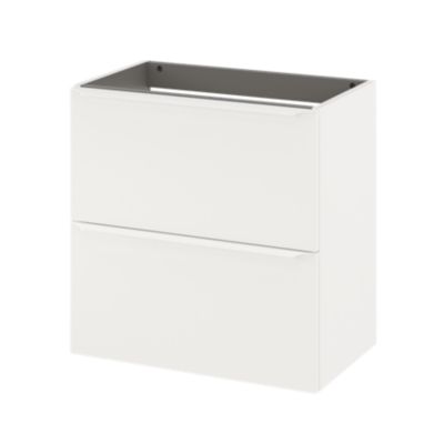 Meuble sous vasque à suspendre faible profondeur l.60 x H.60 x P.36 cm, blanc mat, Imandra