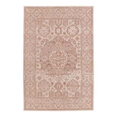 Tapis effet tissé Bajra GoodHome tissage à plat L.160 x L.230cm crème et marron - Goodhome
