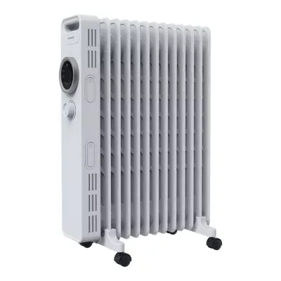 Radiateur à  bain d'huile 2500 W  pour 25 m²  blanc  l.45 x P.24 x H.64 cm  GoodHome TekapoÂ NY2513-24M