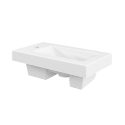 Plan vasque lave-mains en céramique blanche l.44 4 x H.13 x P.23 5 cm Nira
