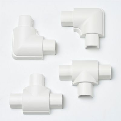 Raccords lisses coudés plats blancs pour moulure demi-circulaire D-Line 16x08 mm