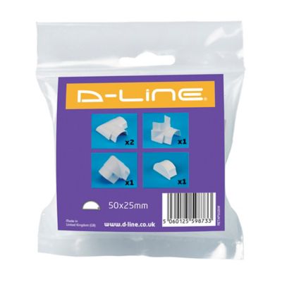 Multi-pack d'accessoires pour goulotte D-Line blanche 50 x 25 mm