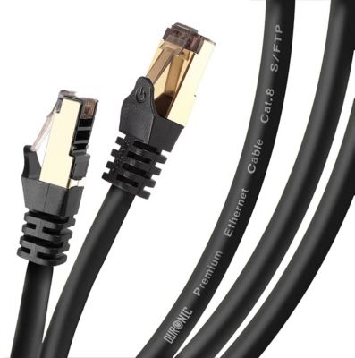 CAT8 BK 1m Câble Ethernet SFTP 2000MHz Transmission de données 40Gb Réseau LAN Internet Connecteurs en or RJ45 Duronic