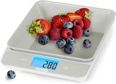 Duronic KS100 GY Balance de cuisine Capacité 5 kg Affichage numérique Ajout de poids Précision 1 g Bol 1,2L 4 capteurs précis