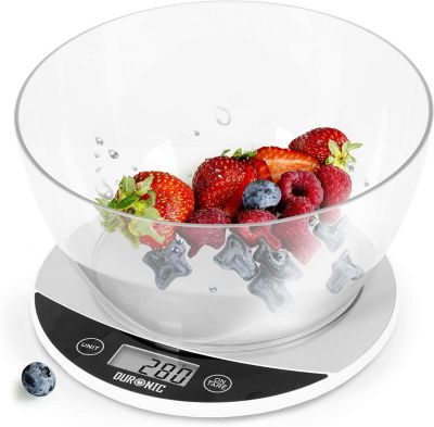 Duronic KS3000 Balance de cuisine Capacité 5 kg Affichage numérique Ajout de poids Précision 1 g Bol 2L Pâtisserie Courrier
