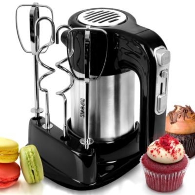 HM3 Batteur électrique à main 300W 5 vitesses Fonction turbo 2 batteurs 2 crochets Rangement intégré Pâtisserie gâteaux Duronic