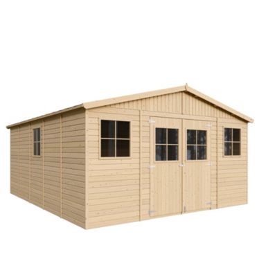 Abri de jardin en bois 20 m² TIMBELA avec plancher imprégné Pin / épicéa 246x518x420 cm M333+M333G - vue 10