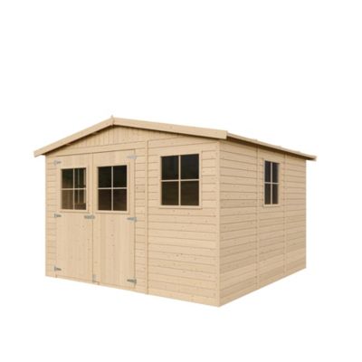 Abri de jardin en bois 9 m² TIMBELA Ep.17mm Plancher inclus H226 x 316 x 324 cm M335+M335G - vue 9