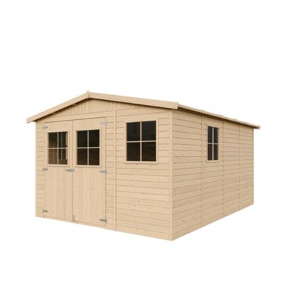 Abri de jardin en bois 12 m² TIMBELA Pin / épicéa Ep.17mm Plancher inclus M336