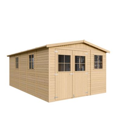 Abri de jardin en bois 15 m² TIMBELA Ep.17mm avec plancher imprégné M337+M337G - vue 9