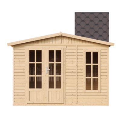 Abri de jardin en bois 6 m2 - avec des bardeaux bitumineux M334FB+H334FBBROWN - Timbela