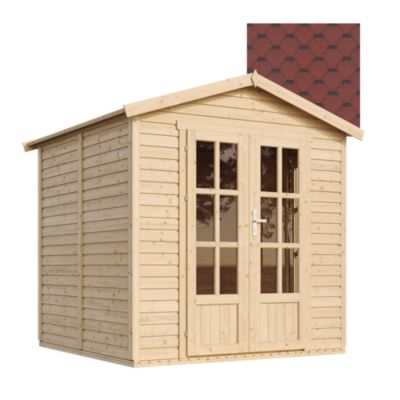 Cabane en bois avec plancher, avec bardeaux bitumineux couleur l233xP222xH233cm - M351FB+H351FBRED - Timbela