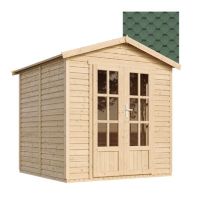 Cabane en bois avec plancher avec bardeaux bitumineux couleur l233xP222xH233cm TIMBELA M351FB+H351FBGREEN