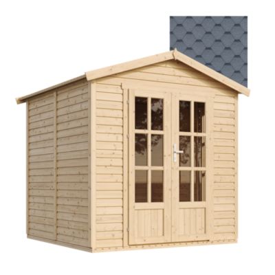 Cabane en bois avec plancher, avec bardeaux bitumineux couleur l233xP222xH233cm M351FB+H351FBGREY - Timbela