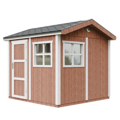 Abri de Jardin Qualité Premium 5 9 m² H252x250x294 cm Avec un sol et des bardeaux bitumineux M913 REDWOOD Timbela - vue 9