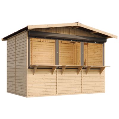 Kiosque en bois - 6 m² - 263x336xH232 cm - avec 3 volets roulants verrouillables - M150AZ - Timbela