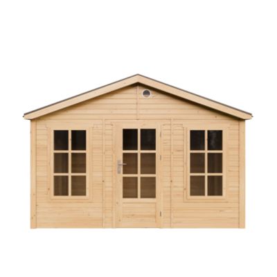 Abri de Jardin en Bois 8 88 m² 276x382xH267 cm sans plancher avec des bardeaux bitumineux M734 Timbela - vue 10