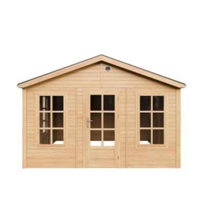 Abri de Jardin en Bois 13 24 m² 394x382xH267 cm sans plancher avec des bardeaux bitumineux M735 Timbela - vue 9